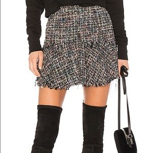 LPA Multicolor Black Blue Coral Tweed Mini Skirt